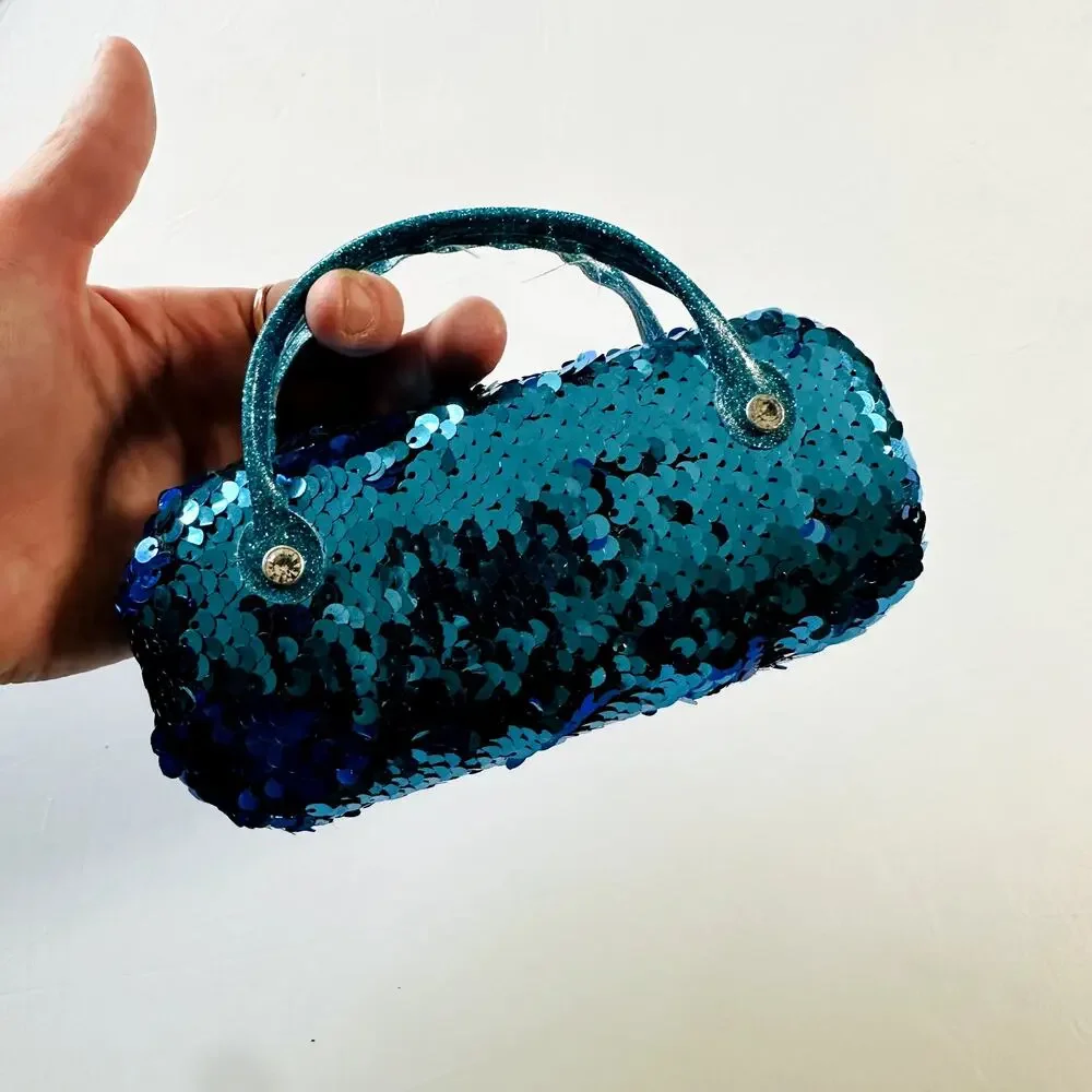 ❣️LOWEST PRICE❣️ Justice Blue Sequin Kids Sunglass Case Purse